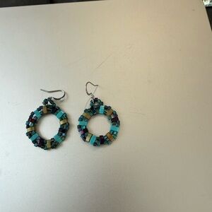 Colorful Beaded Hoop Earrings